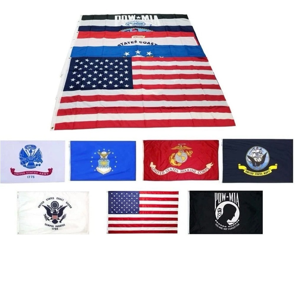 Set of eight Military and American Flag Set